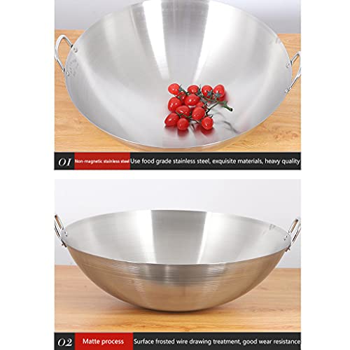 Wok de acero inoxidable grado alimenticio 34-60cm miniatura 5