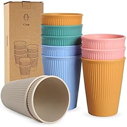 Vaso Picatodo AouiSton Taza, Vasos de plástico, Vasos Plástico Duro Niños, Vasos Reutilizables,sin BPA, 10 tazas de 350 ml, Vaso para Agua, Leche, Zumo