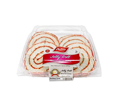 Delisia Jelly Roll 0G Trans Fat| Snacks, Cake Snacks, Breakfast Cakes, Fresh Gourmet Bakery Dessert | Pre-Sliced Jelly Roll Cakes Box, Delicious Food Gift Idea for Women, Men, Kids | Snacks Cake for Delivery | 14 oz (397g)