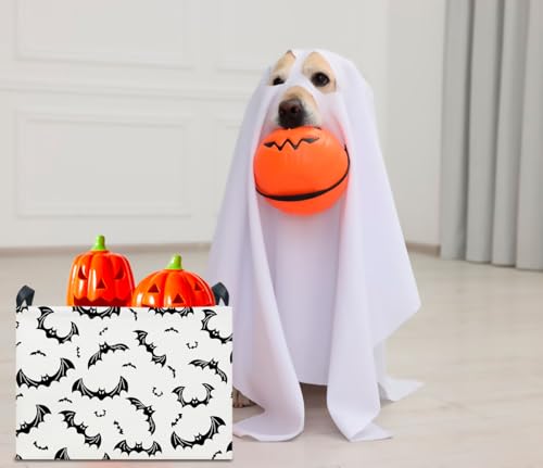 Image of CLOCOR Rectangular Gift Basket Empty for Halloween, Waterproof Storage Basket with Handles, Books Box, Room Decor(Black Bat)