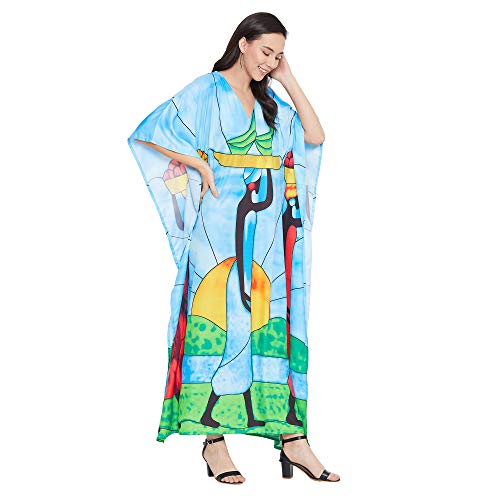 Image of Oussum Plus Size Kaftan Dresses for Women, Polyester Summer Caftan Cover Up Maxi Beach Dress, 1X-3X