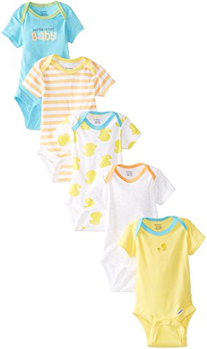 Image of Gerber baby-girls 5-pack Short Sleeve Variety Onesies Bodysuits