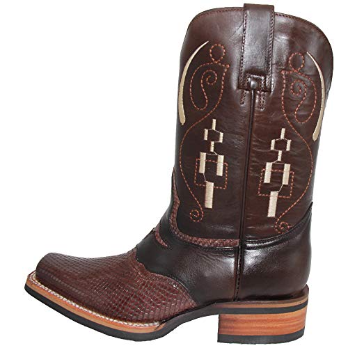 Mens Genuine Leather Snake Print Snakeskin Design Square Toe Cowboy Western Boot4