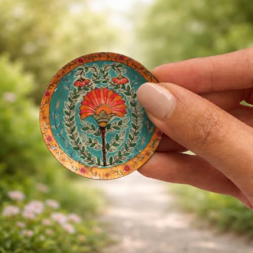 Image of RITUALISTIC Fridge Magnets | Metal & Non-breakable | Gift Items for Women and Men | Home Decor Gift Items | Fridge Magnets Refrigerator Stylish | Fridge Magnet Set (2, Madhubani Art)