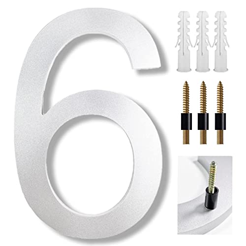 UoQo 8 Inch Large House Numbers Floating Sliver House Numbers Plaques Modern Door Numbers Plates Signs with Nail Kit for Outside Wall Address Garden Mailbox Dec Strong Sliver Acrylic Material (6)