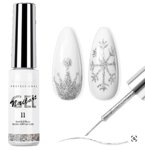 Kit de Esmalte Gel para Arte en Uñas 8mL Brillante Plata miniatura 2