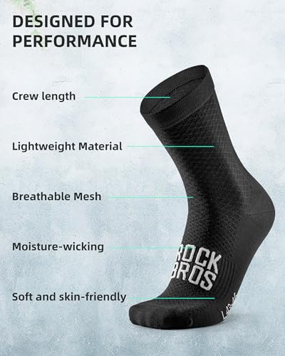 ROCKBROS Cycling Socks for Men Women Breathable Wicking Bike Socks, Compression Fit, Tall Crew, Road to Sky Series3