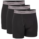Organic Signatures 3-pack Soft Comfortable Mens 100% Organic Cotton Boxer Briefs (Large, Black)
