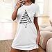 Women's Christmas Nightgown Short Sleeve Sleepshirt Loose Crewneck Nightshirt Cute Xmas Tree Pajamas Dress Sleepwear