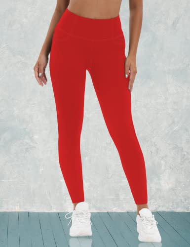 Vooveeya Jeggings For Women High Waist, Leggings With Pockets Tummy Control Plus Size Stretchy Jeans Leggings 7/8 (Holiday Red-L) #TOP1