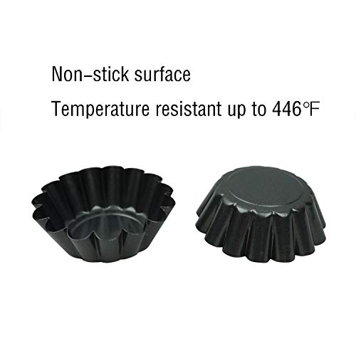 Proshopping 12 Packs Min Egg Tart Pan, Non-stick Carbon Steel Egg Tart Molds,Tartlet Tins,Mini Pie Mould, Muffin Cupcake Pudding Baking Cup Maker - for Pies, Chinese Egg Tart, Cakes (Size 2.6"x 0.9")