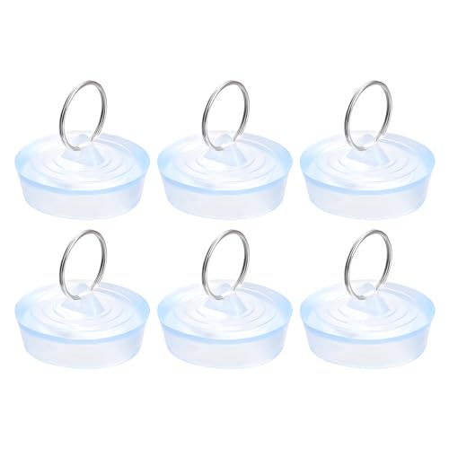 uxcell Rubber Sink Plug, Clear Drain Stopper Fit 1-21/32 to 1-3/4 Drain with Hanging Ring for Bathtub Kitchen and Bathroom 6pcs