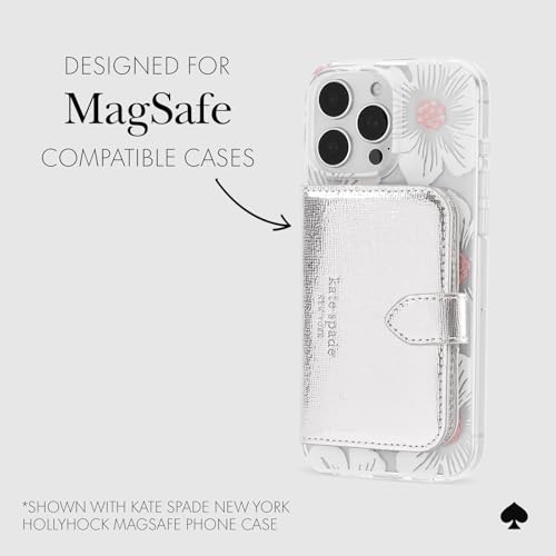 kate spade new york Morgan Magnetic Phone Wallet/Card Holder - Compatible with MagSafe Phones and Cases - Metallic Silver