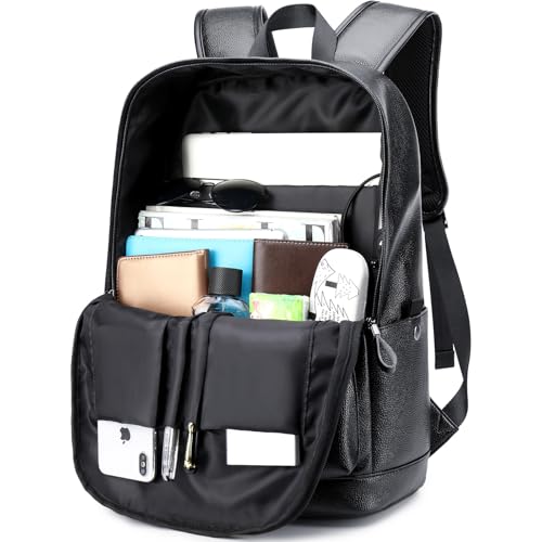 weiatas Leather Laptop Backpack for Men Women Work Travel, College School Backpack Casual Daypack fits 15.6 Inch Laptop
