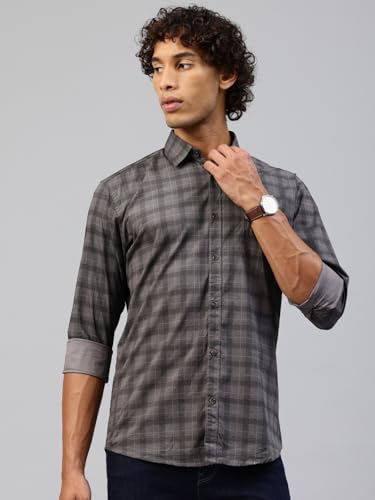 Image of Majestic Man Men Comfort Slim Fit Pure Cotton Tartan Checked Casual Shirt