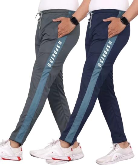 riksaw Track Pants for Mens/Joggers for Mens/Mens Lower Polyester with Two Side Zipper Pockets for Gym, Yoga, Exercise, Morning Walk, Jogging, Sports (L1 Pack of 2)-picture-0