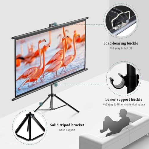 Pantalla de proyección portátil HD retráctil de 72" 16:9 con trípode miniatura 4