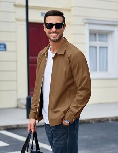 Image of MAGCOMSEN Men's Lightweight Jackets Full Zip Up Light Coat Laydown Collar Jacket Casual Windbreaker Jacket with Zip Pockets