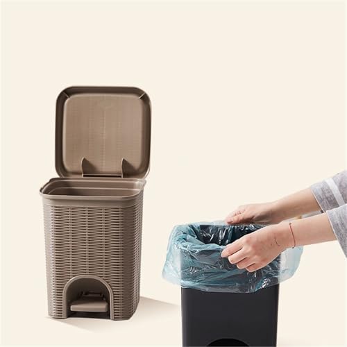 Caneca de basura con tapa para baño, grande, blanca miniatura 4