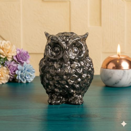 Image of Pyrite Owl (Maa Laxmi Ji Vahan & Shani Dev Priya) for Dhan Wealth Protection | Vastu Feng Shui Money Attraction Owl | Home Office Decor Good Luck Gift