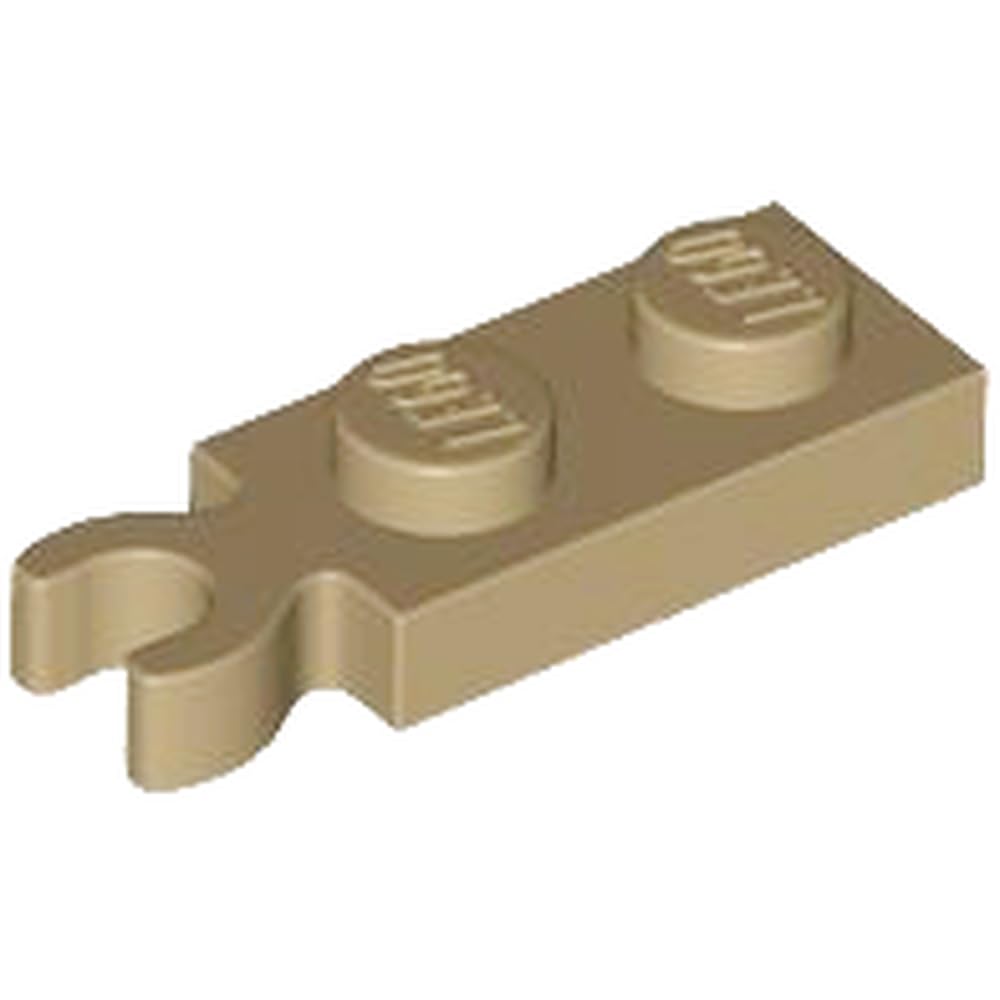 LEGO Plate, Modified 1 x 2 with Clip on End (Vertical Grip), Part 78256, Choose Your Colour (Dark Tan, 10, Bricks) — image 1