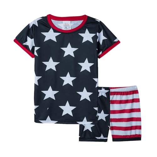 MyFav Boy's Pajamas Short Sleeve Summer Comfy Stylish Cartoon Printed 2-Piece Pj Set