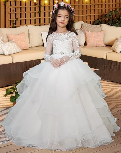 Tulle Flower Girl Dress Lace Applique Pageant Dress for Girls First Communion Dress Princess Ball Gowns Party2