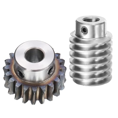 uxcell #45 Steel Worm Gear Set 20T 1.5 Module 20:1 Reduction Rate, Right Rotation Drive Gear Box Wheel Reduce Transmission Part (Gear-10mm Bore 33 mm OD, Rod 10mm Bore)