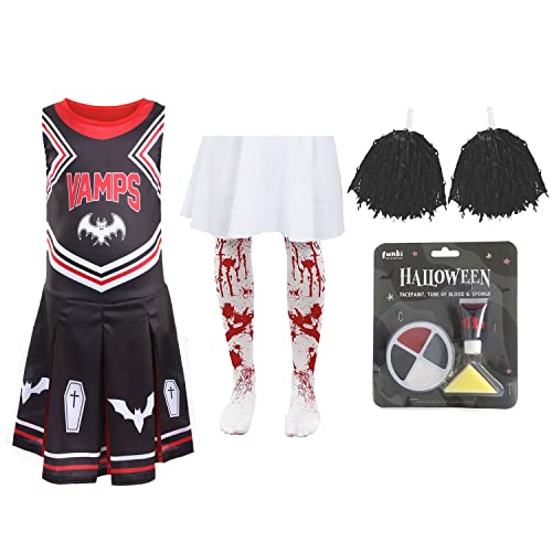 Girls Halloween Costume Accessories Girls Blood Stained Tights For Halloween - Red & White Splatter For Zombie Nurse Costumes (Ages 7-12) White Blood Stained Tights Kids