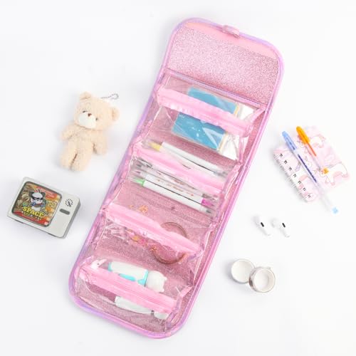 Image of Large Capacity Pencil Case with 4 Super Large Storage Bags, Suitable for Storing Pens, Cosmetics and 3C Accessories, Pink Unicorn Pattern Pencil Pouch, for Teens, Office Workers and Students
