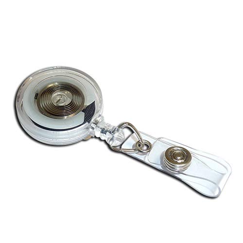 Identity-Plus: White/Clear Retractable YoYo Ski Badge Reel (100)