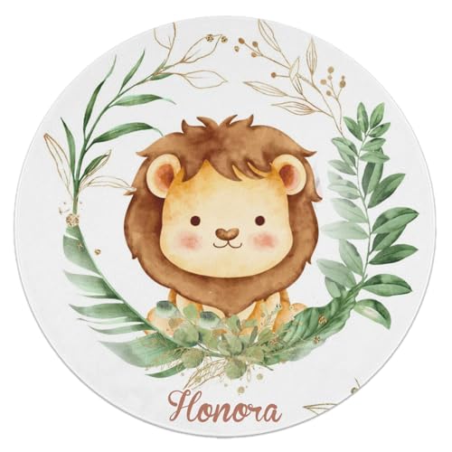 Tapete redondo personalizado con diseño de león Safari para bebés miniatura 2