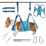 EBIEFLY M/L Dog Grooming Hammock Harness Beauty Scissors Nails Sets Dog Cat Hammock Adjustable Can Bear 25kg (Medium)