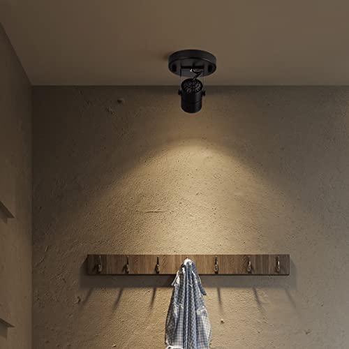Image of mirrea Black Ceiling Spotlight Bulb Replaceable LED Spot Lights 8W GU10 Bulb 3000K Warm White 90 CRI 38 Beam Angle 1 Pack