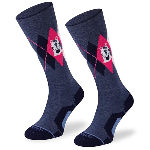 COMODO TECHNICAL SOCKS - Para montar a caballo - Calcetines altos hasta la rodilla - Para invierno con función térmica, unisex, SJWZ, Azul oscuro, 35-38, Caro Jeans-24