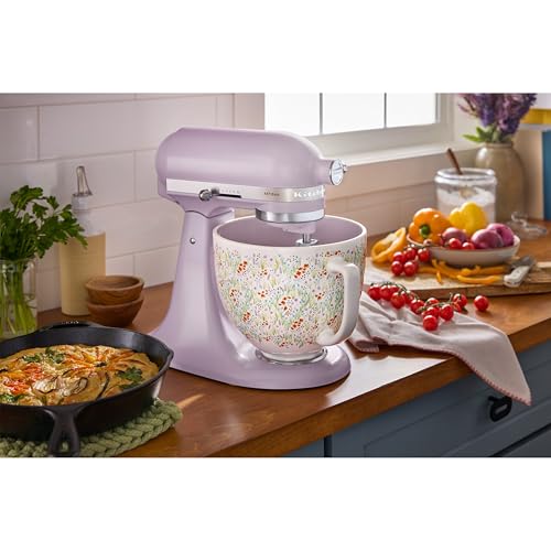 Image of KitchenAid 5 Quart Ceramic Bowl, compatible 4.5 or 5Q Tilt-Head Stand Mixer, KSM2CB5WF, Wildflower