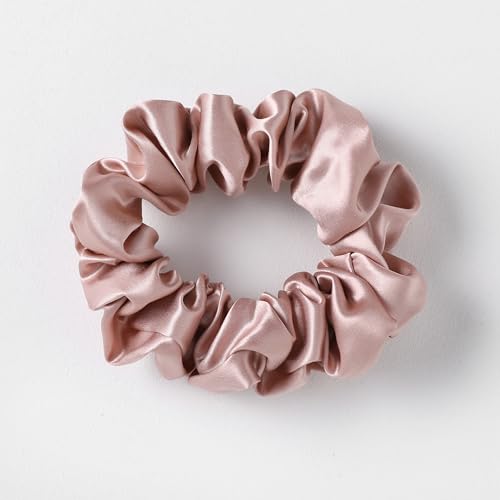 Silk Sutra Hair Scrunchies for Frizz Prevention 22 Momme 100% Mulberry Silk Hair Ties for Breakage Prevention Elastic ponytail Holders (Dusty Blush (Large 2pcs)) - Image 2