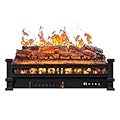 26-Inch Infrared Electric Fireplace Log Heater, 750W/1500W, Adjustable Flame Colors and Brightness, Fireplace Insert with Realistic Flame Ember Bed, Overheating Protection & Remote Control, Timer