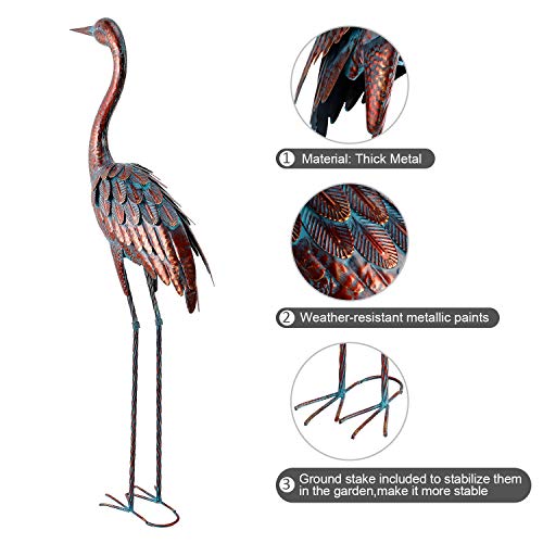 Outdoor Garden Statue Metal Crane Yard Art Decor Heron Statue Bird Sculpture - Thumbnail 4