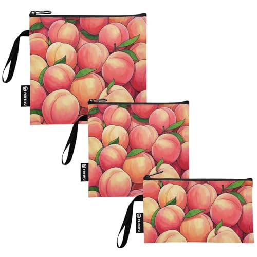 Bolsas reutilizables para bocadillos con diseño de fruta durazno, pack de 3 miniatura 1