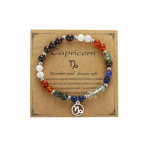 YIZHEDE Capricorn Zodiac Bracelet &ndash; Ambitious Crystal Jewelry for Strength & Success Gifts for Women Men | Zodiac Birthday Gift | Protection Crystal Jewelry