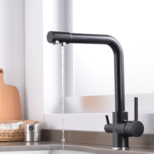 Grifo Cocina Osmosis 3 Vias Un Solo Orificio 2 Interruptores Latón Grifo Osmosis 3 Vias-Negro