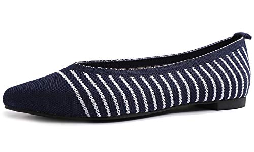 Image of FEVERSOLE Women's Woven Pointy Fashion Cutouts Breathable Knit Flat Shoes