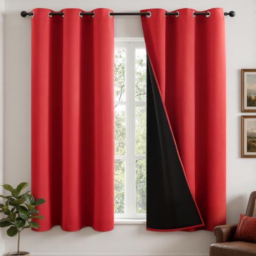 Image of MIULEE Red 100% Blackout Curtains for Bedroom 40x54 Inch Length 2 Panels