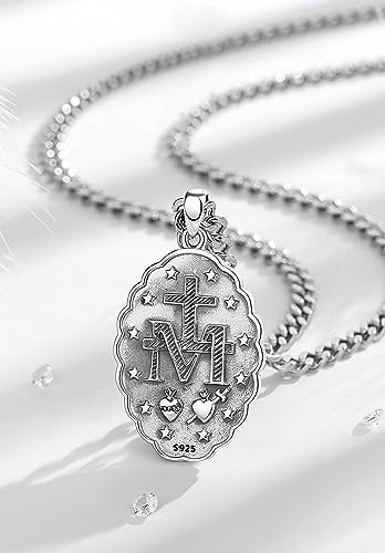 Collar Virgen María Plata 925 Colgante Religioso Católico
