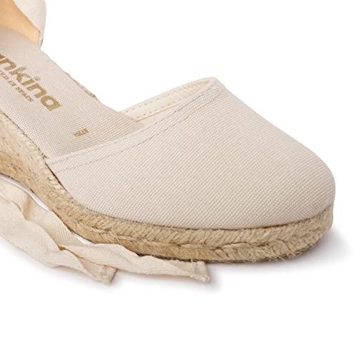 Sevilla Authentic Spanish Espadrille Wedge Sandals for Women - Sustainable, Eco Friendly, Vegan Shoes. Classic Style, Organic Cotton Canvas Upper, Comfy Insole, Jute Midsole, Rubber Sole. Made in Spain4