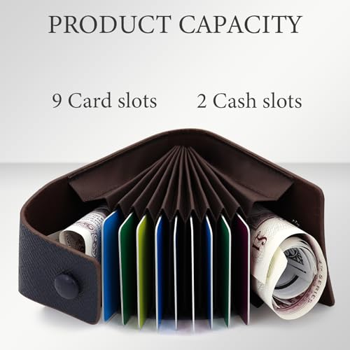 Card Holder Wallet for Men with 9 Accordion Style Card Slot and 2 Compartments, PU Leather Men's Wallet Classic Credit Card Case for Men with Snap-Fastener (Black)4