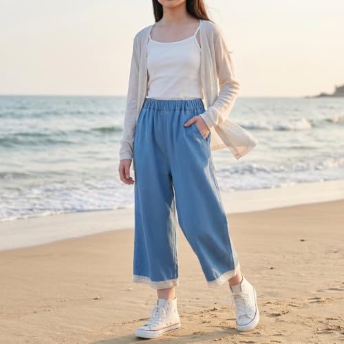 Image of Toddler Girls Capri Pants Lightweight Palazzo Wide Leg Summer Pants 3-10 Years