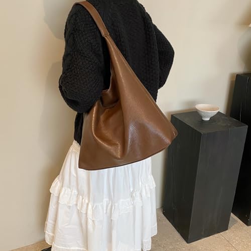 TIAASTAP Groß Handtasche für Damen Weiche Leder Tote Bag Shopper Tasche Damen Schultertasche Hobo Bag Shoulder Bag Uni Tasche Beuteltasche Tragetasche Umhängetasche mit klein Geldbörse