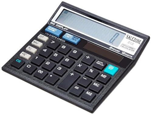 Image of 12 Digit Financial Calculator with 120 Steps Check Function and Special Buttons for Grand Total (Gt), Mark Up (Mu) Check and Correct Function Desktop Calculator (3 Years Warranty), Black